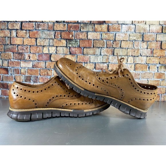 COLE HAAN Men ZEROGRAND Wing Oxford Leather Shoes 7M British Tan #C29411 - Picture 6 of 8